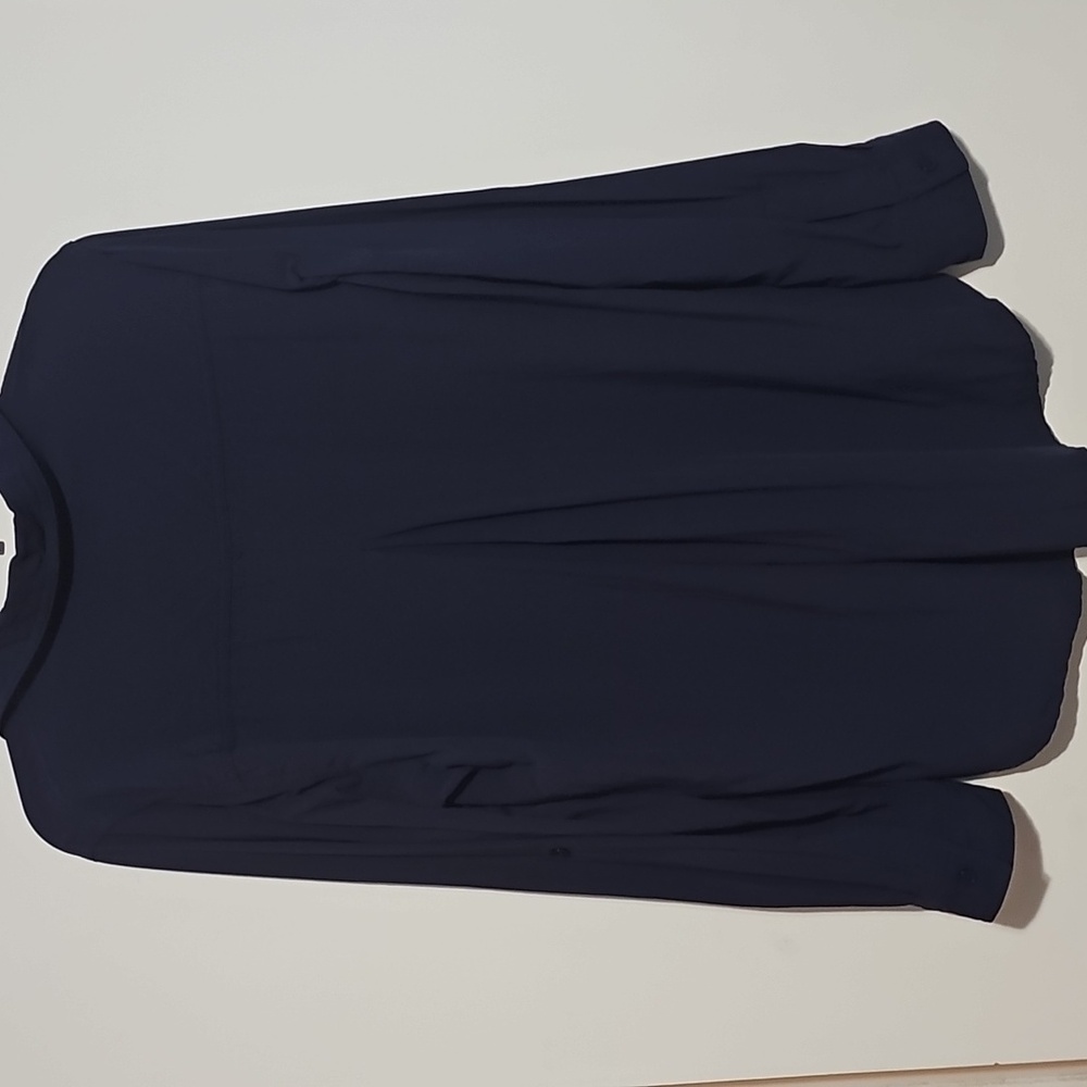 Velvet Heart Women's Navy Button-Up Blouse High Low Sz Large Fall - Picture 5 of 5